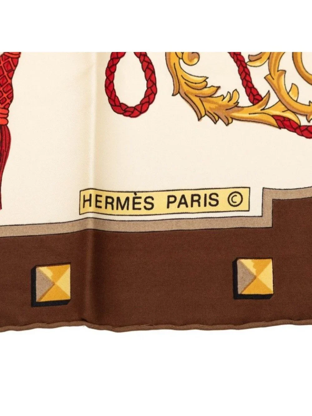 Hermes Carre 90 les Cles Key Scarf Beige Multicolor Silk